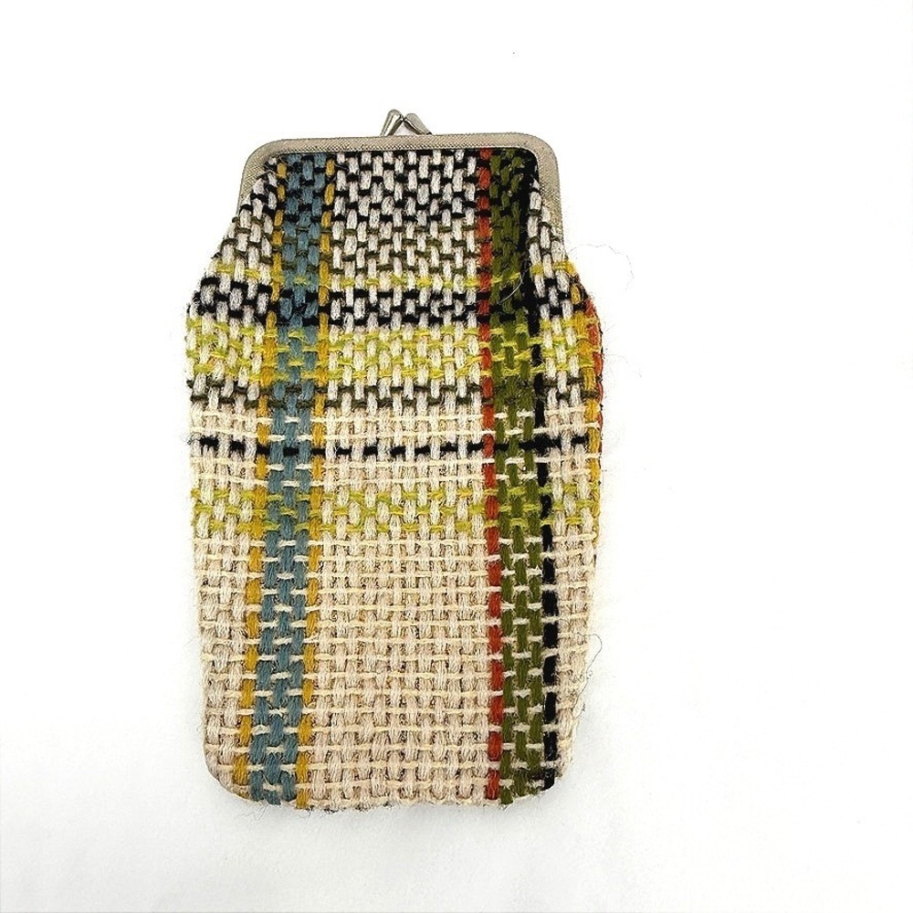 Woven Plaid Kiss Lock Cigarette Coin Purse Retro Accessory Boho Eclectic Granny